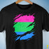 Polysexual Pride Flag Ripped Reveal Premium Unisex T-Shirt - Black